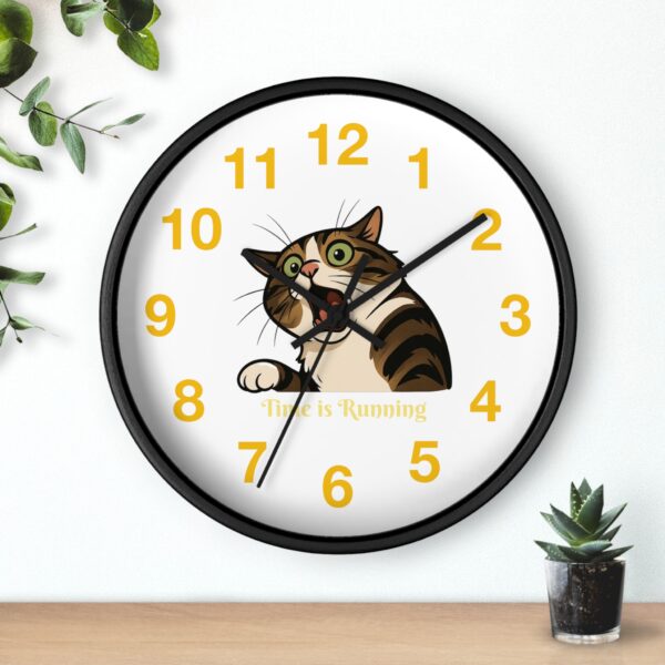 Funny Cat Wall Clock - Time is Running, Cat Decor, Unique Gift for Cat Lovers, Home Office Wall Art, Quirky Kitty Clock - Image 3