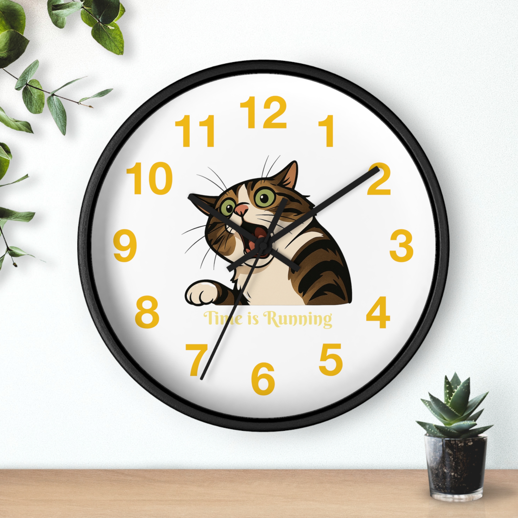 Funny Cat Wall Clock - Time is Running, Cat Decor, Unique Gift for Cat Lovers, Home Office Wall Art, Quirky Kitty Clock - Image 3