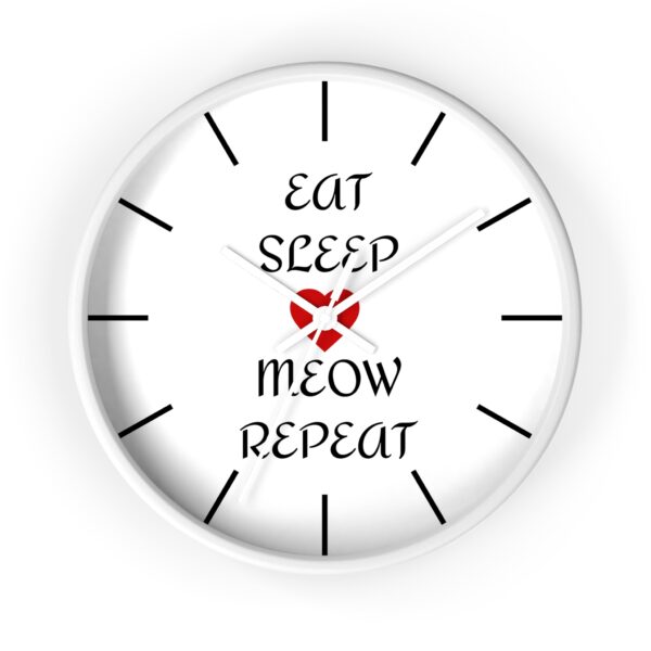 Funny Cat Wall Clock - Eat Sleep Meow Repeat, Cat Decor, Unique Gift for Cat Lovers, Home Office Wall Art, Quirky Kitty Clock - Image 10