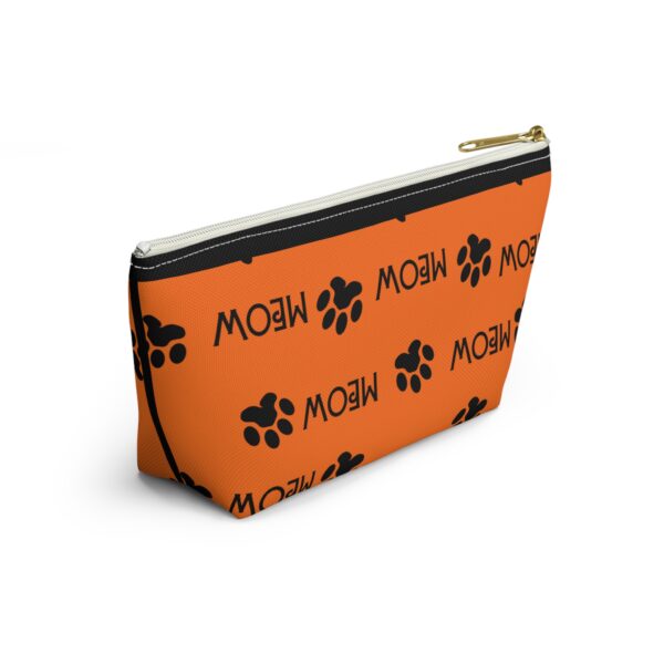 Meow Paw Print Pattern Accessory Pouch | Orange Cat Design - Image 8
