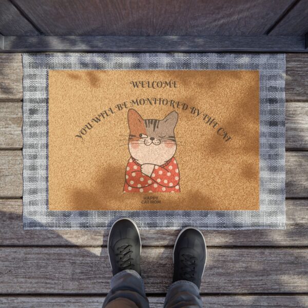 Smirking Cat Doormat | Funny Welcome Coir Mat with Cartoon Cat - Image 3