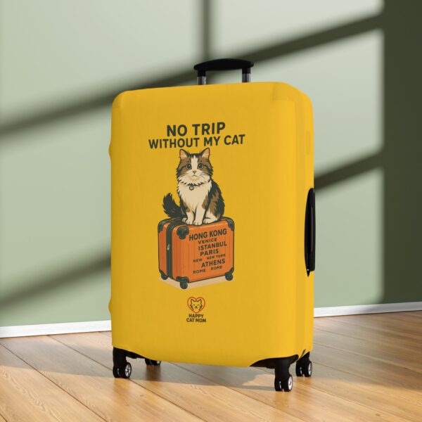 No Trip Without My Cat Luggage Cover | Yellow Cat Suitcase Travel Accessory - Image 12