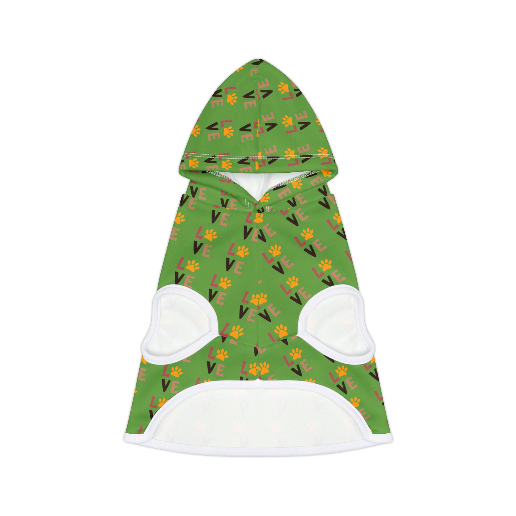 Love Pattern Pet Hoodie | Green Floral Dog Hoodie