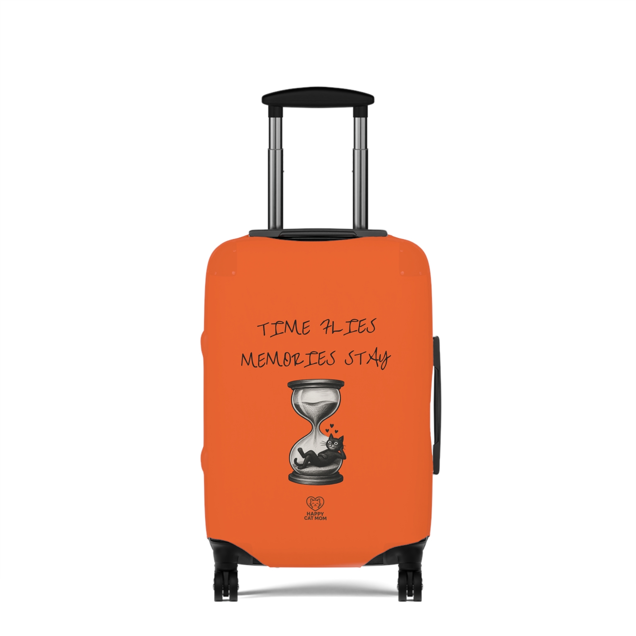 Time Flies Memories Stay Luggage Cover | Orange Hourglass Travel