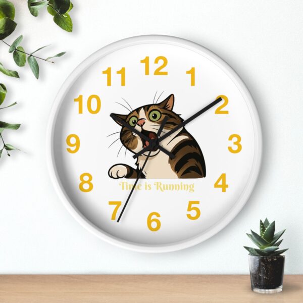 Funny Cat Wall Clock - Time is Running, Cat Decor, Unique Gift for Cat Lovers, Home Office Wall Art, Quirky Kitty Clock - Image 9