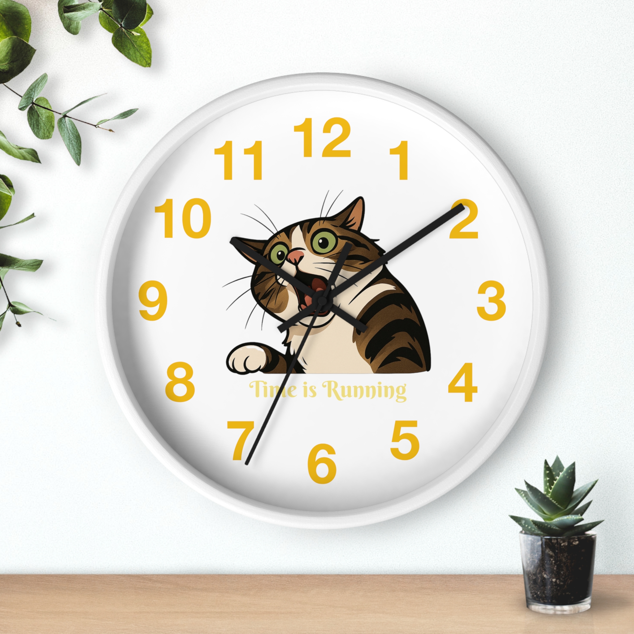 Funny Cat Wall Clock - Time is Running, Cat Decor, Unique Gift for Cat Lovers, Home Office Wall Art, Quirky Kitty Clock - Image 9