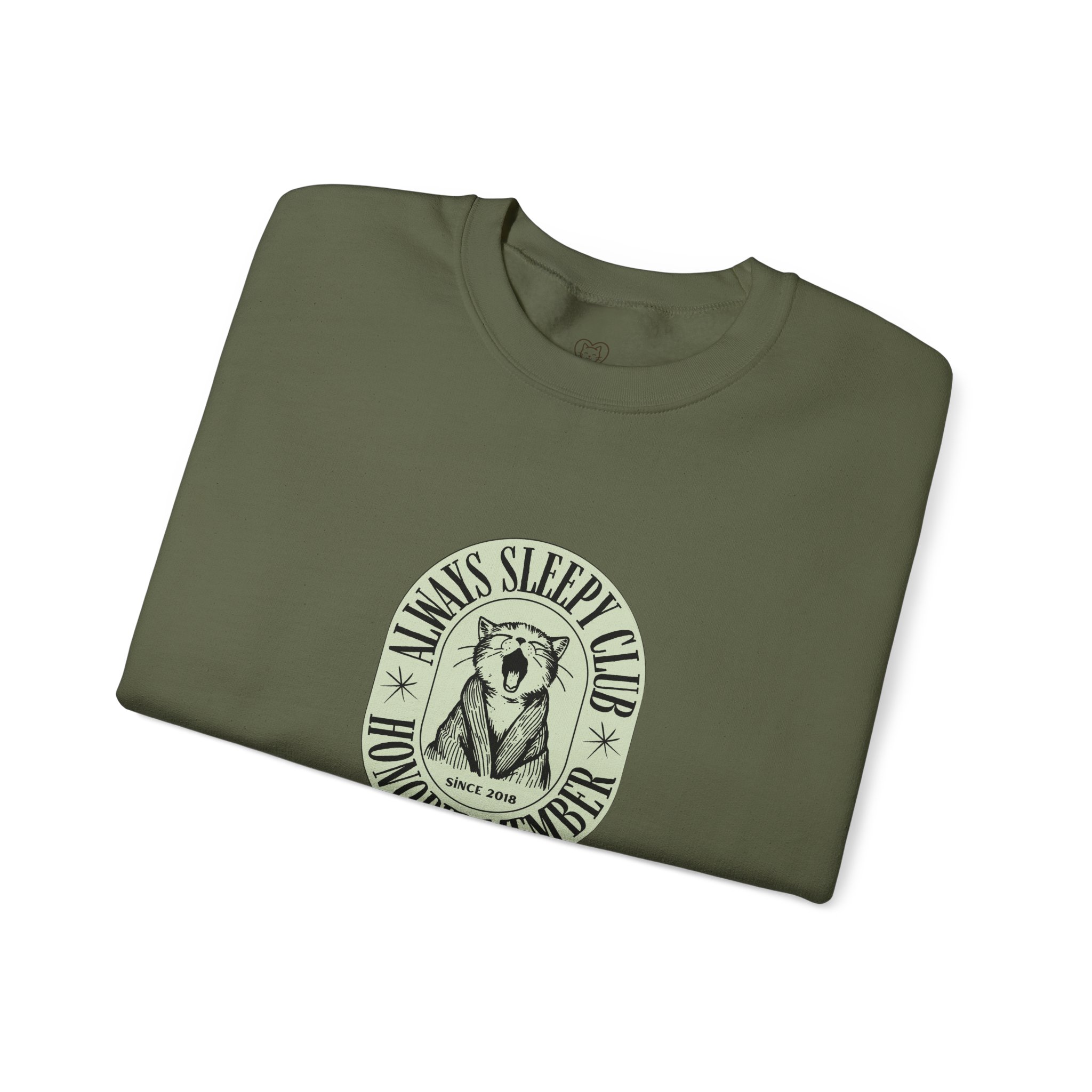 Mama's Sleepy Club raccoon crest Sweatshirt | vintage badge design - Image 3