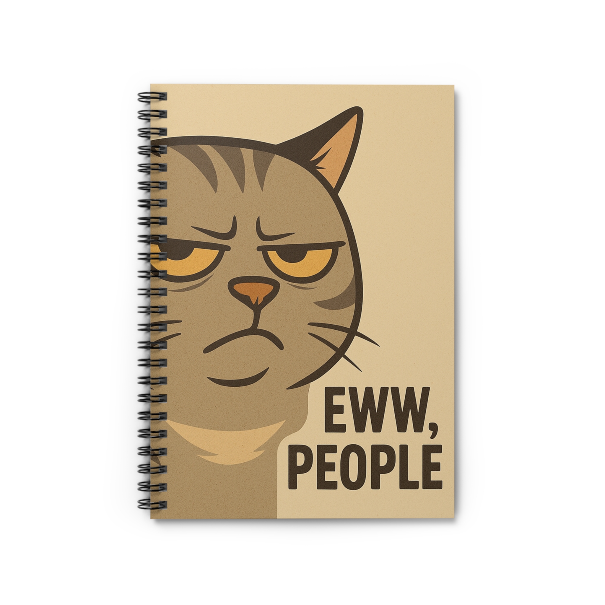 Grumpy Cat Illustration Spiral Notebook | Eww, People