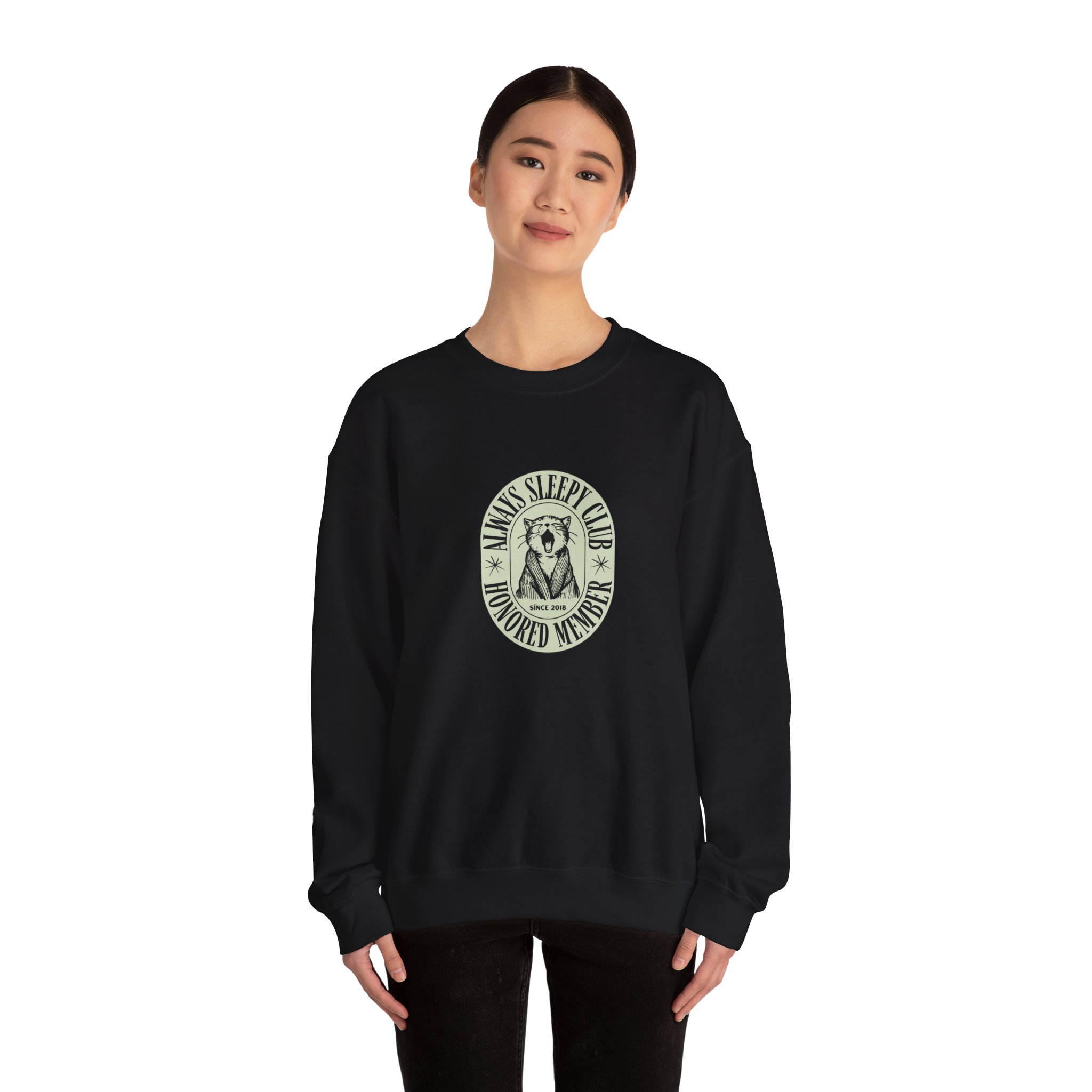 Mama's Sleepy Club raccoon crest Sweatshirt | vintage badge design - Image 24