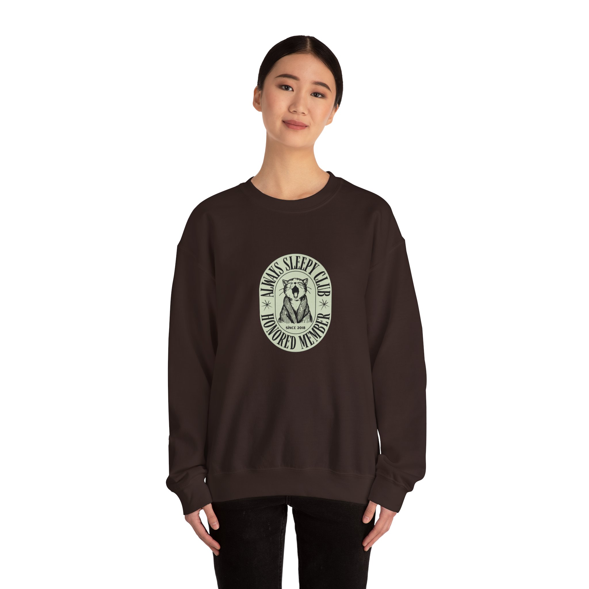 Mama's Sleepy Club raccoon crest Sweatshirt | vintage badge design - Image 36