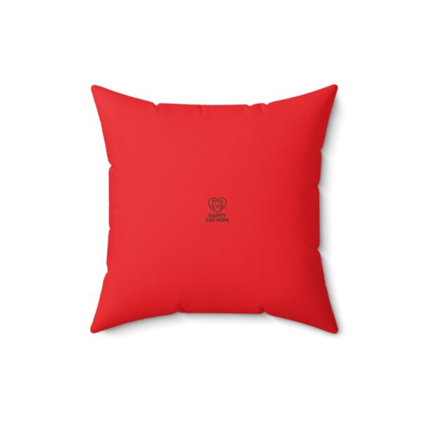 Happy Cat Mom Faux Suede Pillow | Cozy Cat Lover Gift, Home Decor, Cat Parent Gift, Red Cat Cushion, Pet Lover Accent Pillow - Image 2