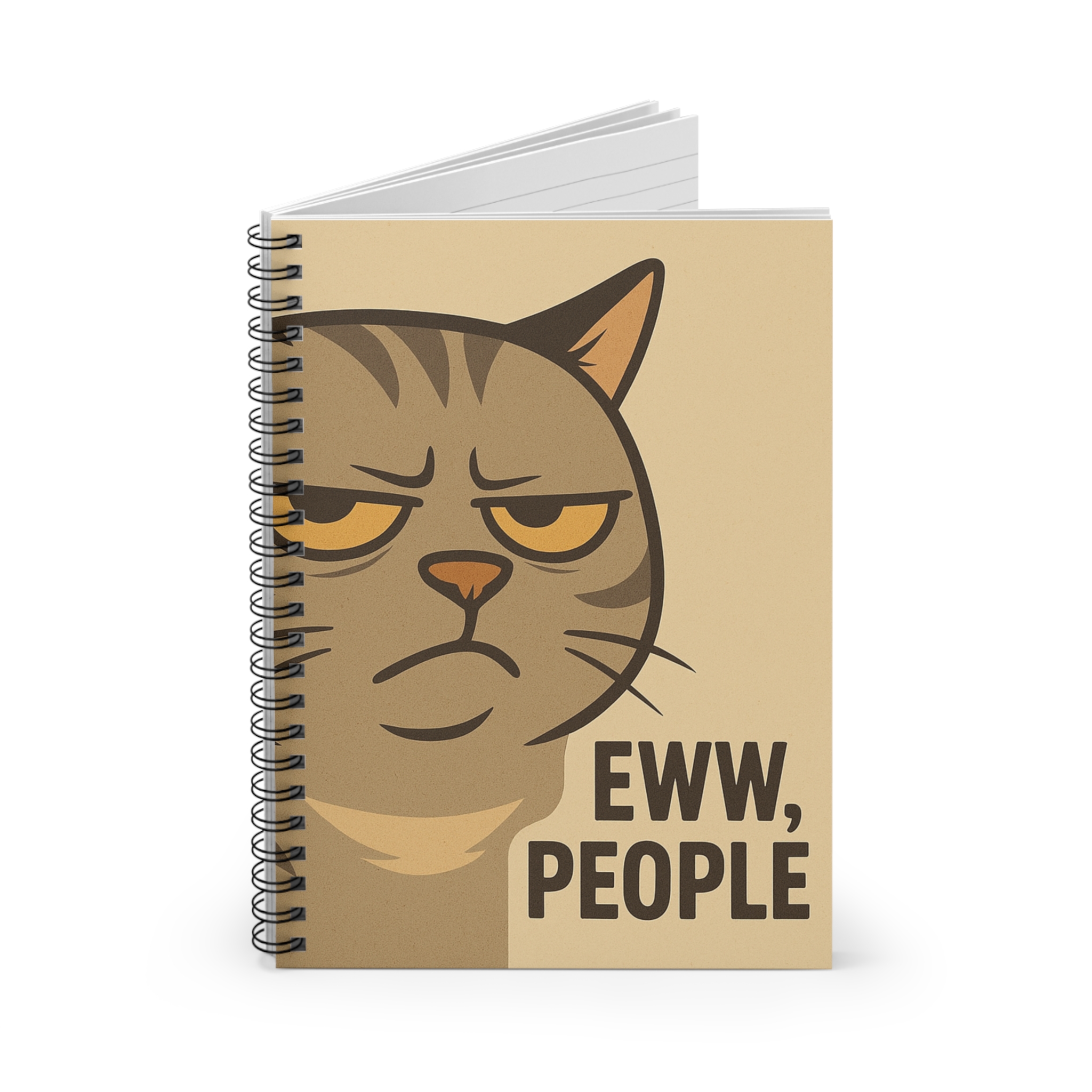 Grumpy Cat Illustration Spiral Notebook | Eww, People - Image 2