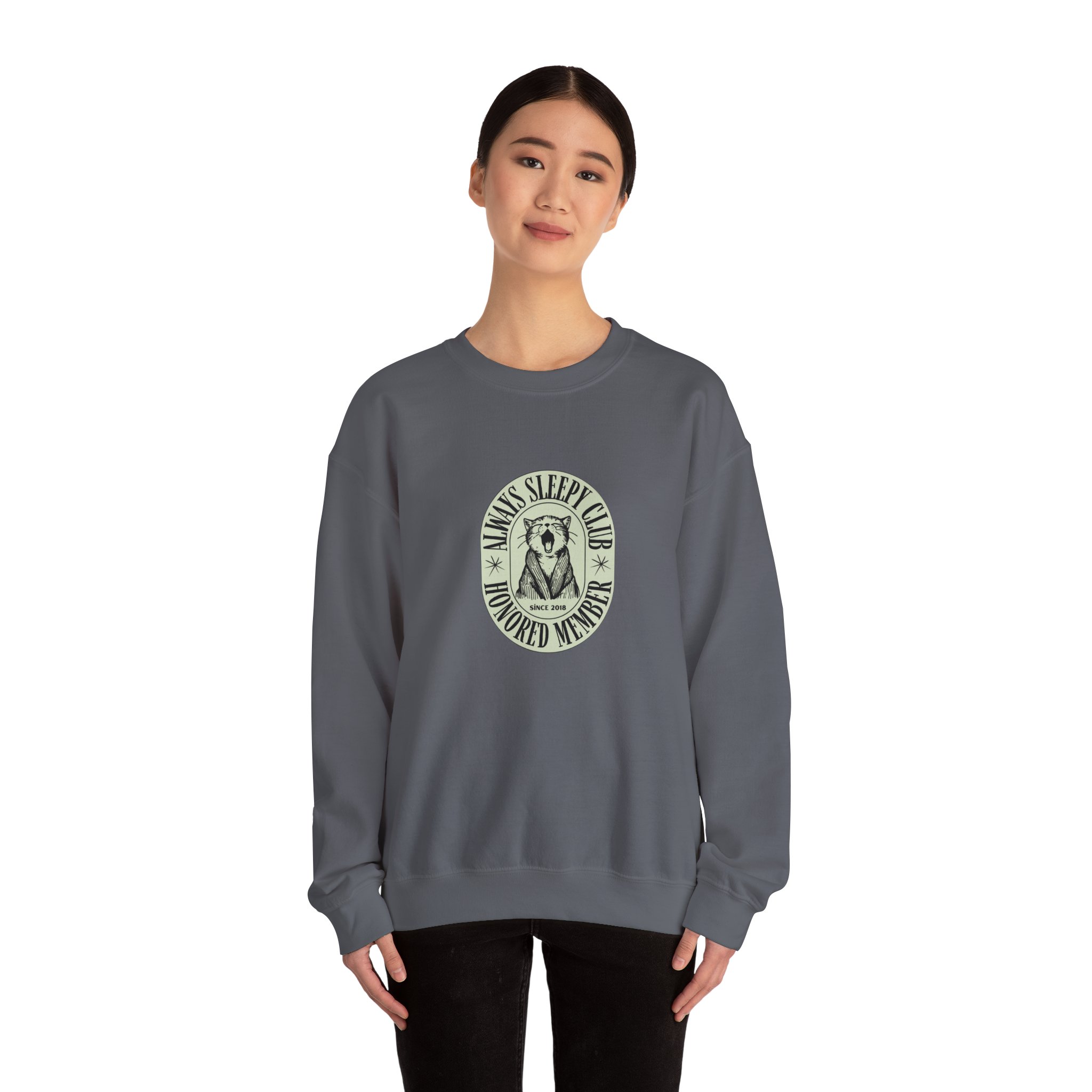 Mama's Sleepy Club raccoon crest Sweatshirt | vintage badge design - Image 52