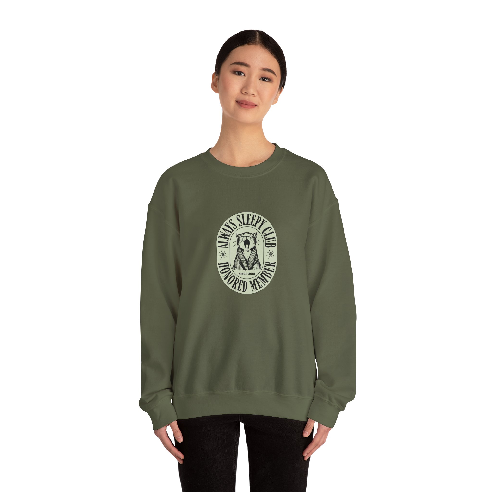 Mama's Sleepy Club raccoon crest Sweatshirt | vintage badge design - Image 4