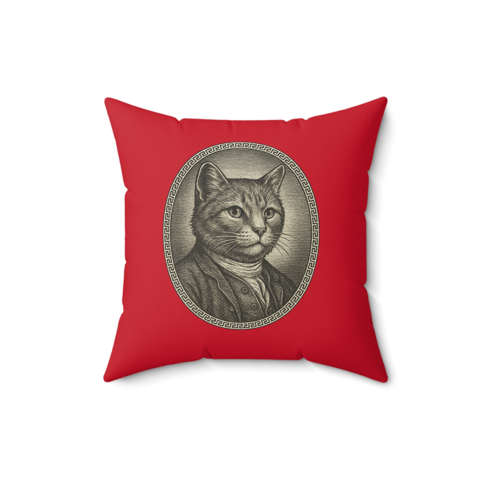 Vintage Cat Art Faux Suede Pillow, Cat Lover Gift, Home Decor, Animal Enthusiast, Pet Owner Accent Pillow, Unique Decorative Cushion