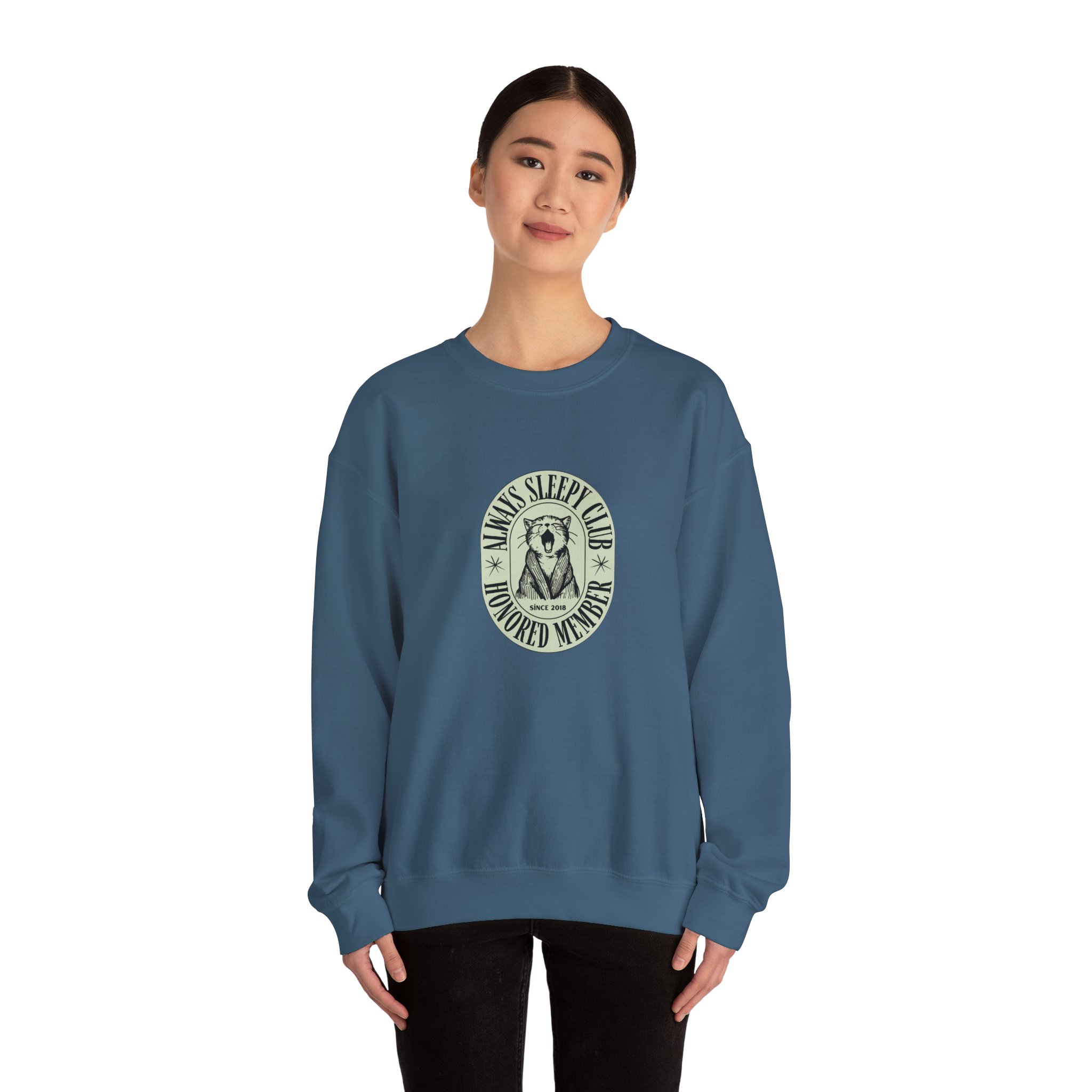 Mama's Sleepy Club raccoon crest Sweatshirt | vintage badge design - Image 48