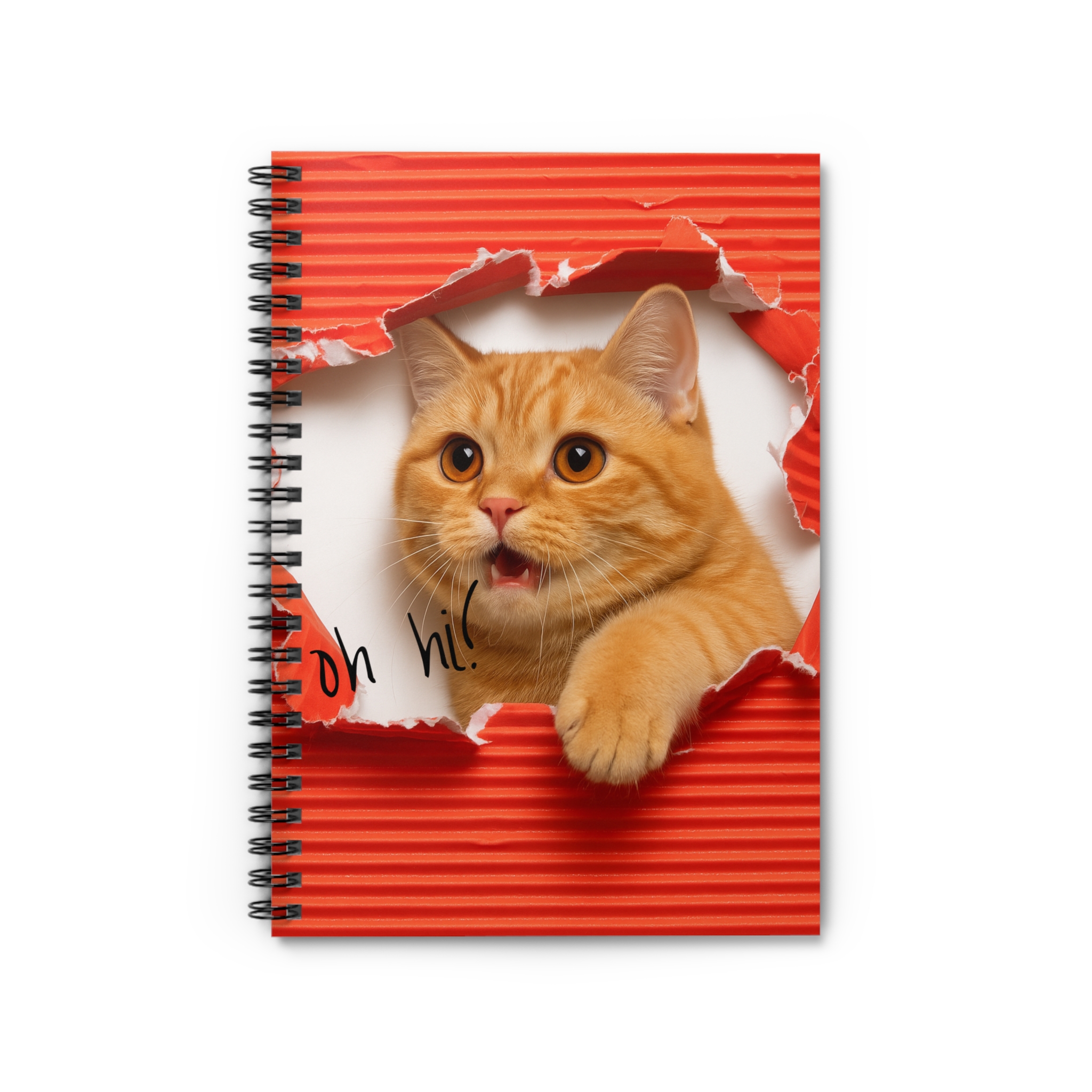 Orange Tabby Cat Peeking Spiral Notebook | Ruled Line