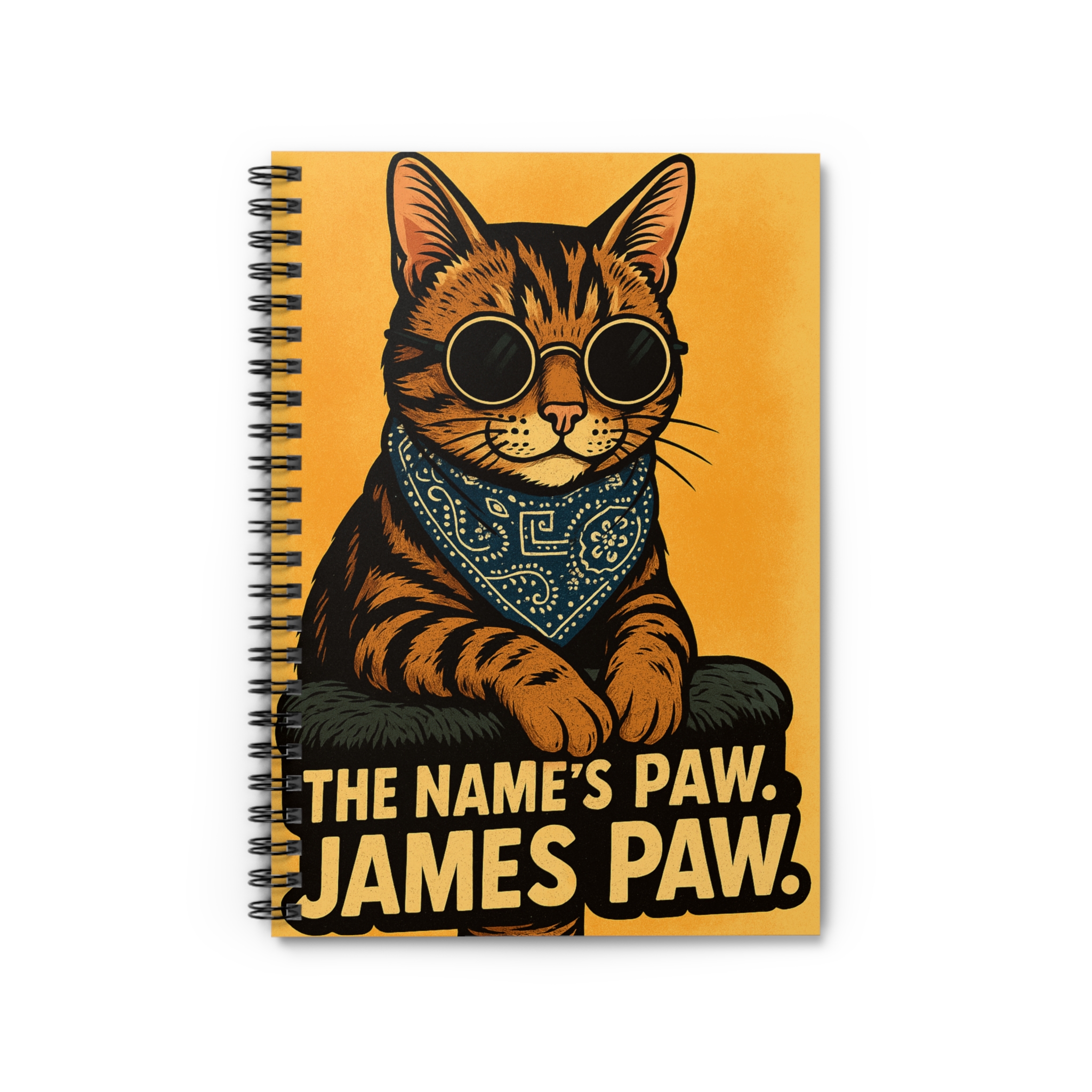 James Paw cat illustration Spiral Notebook | Funny Cat Quote ruled notebook