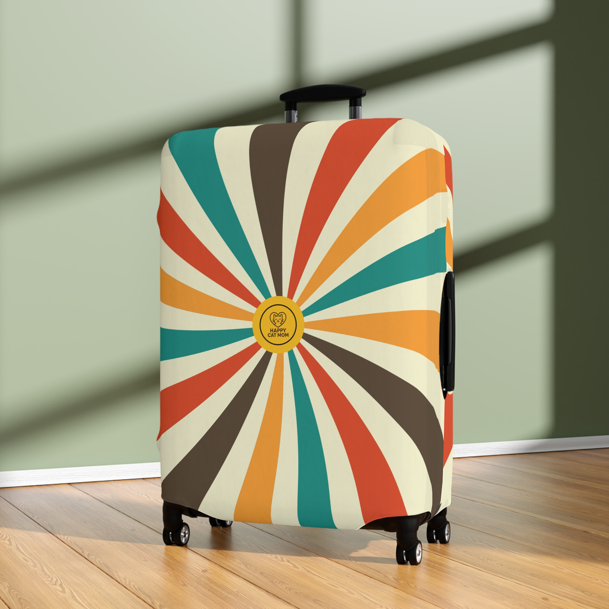 Retro Rainbow Swirl Luggage Cover | Spiral Pattern Travel Protector - Image 12