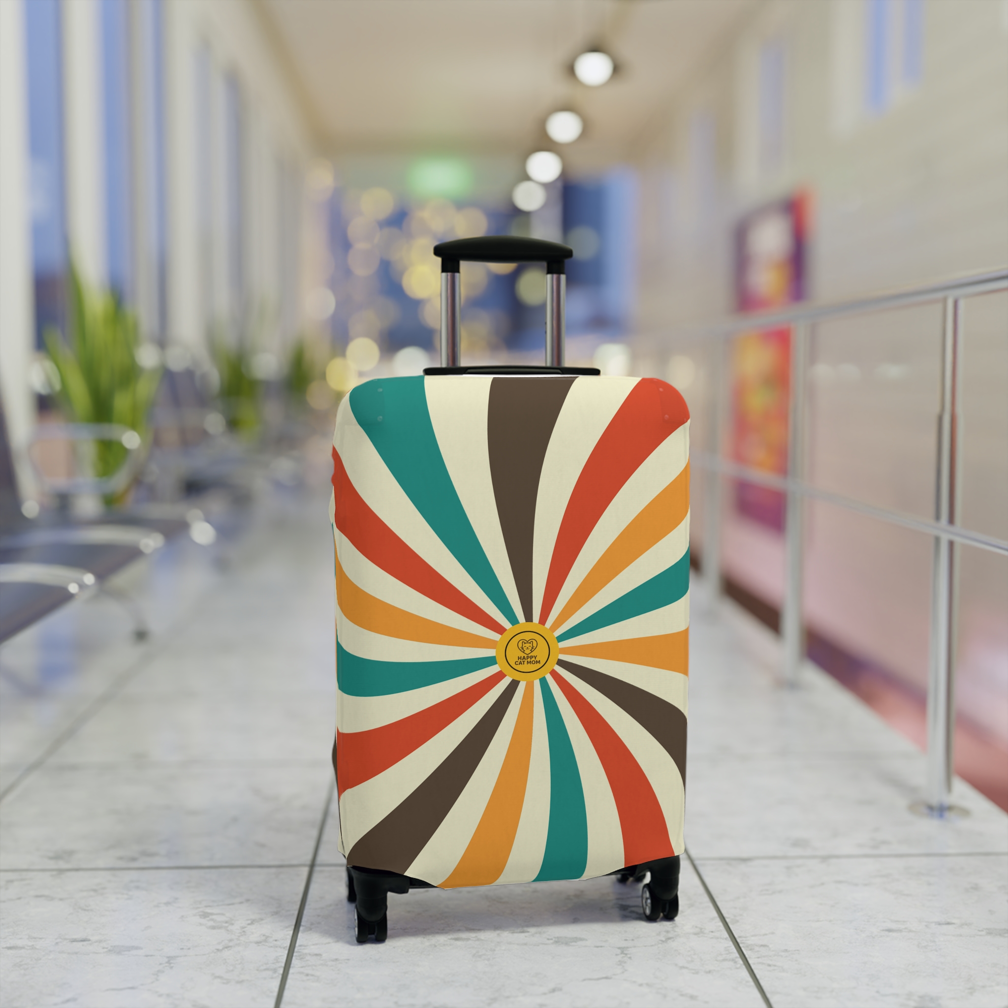 Retro Rainbow Swirl Luggage Cover | Spiral Pattern Travel Protector - Image 7