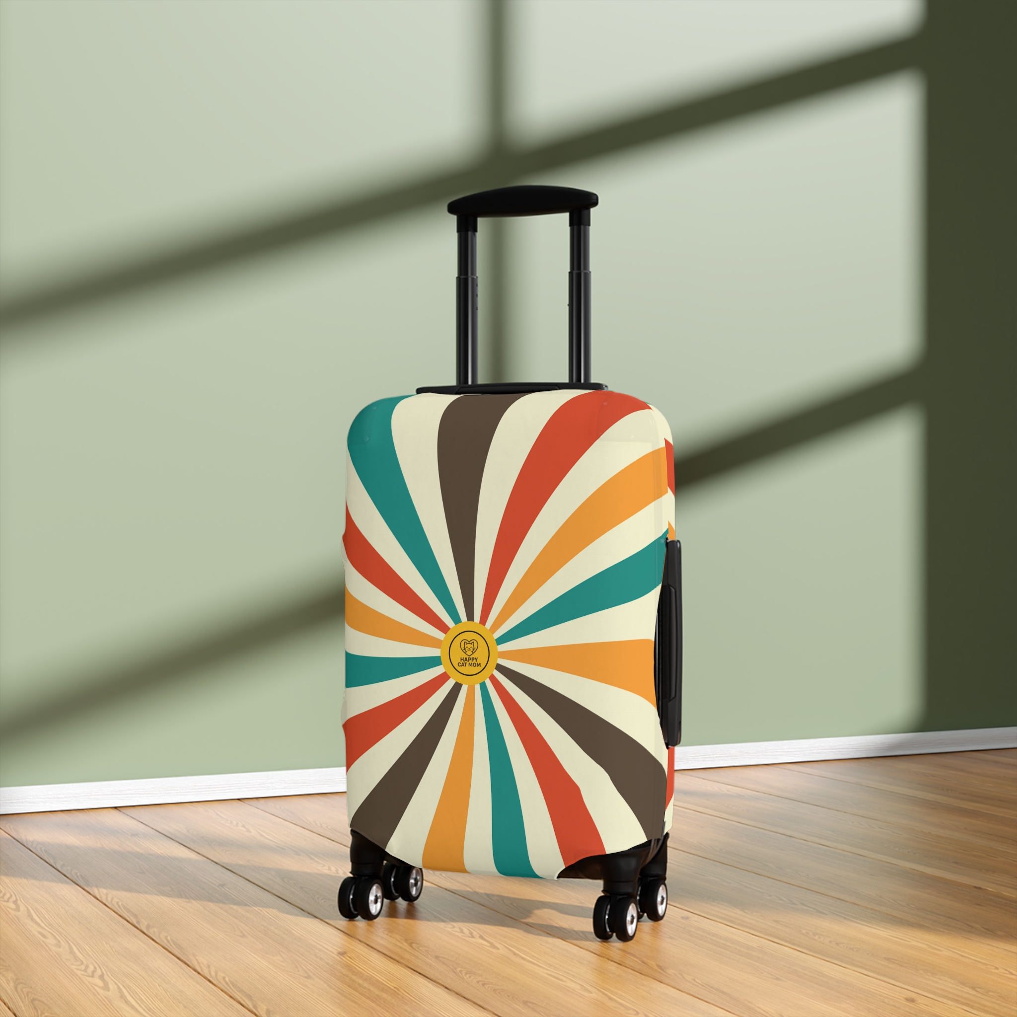 Retro Rainbow Swirl Luggage Cover | Spiral Pattern Travel Protector - Image 4