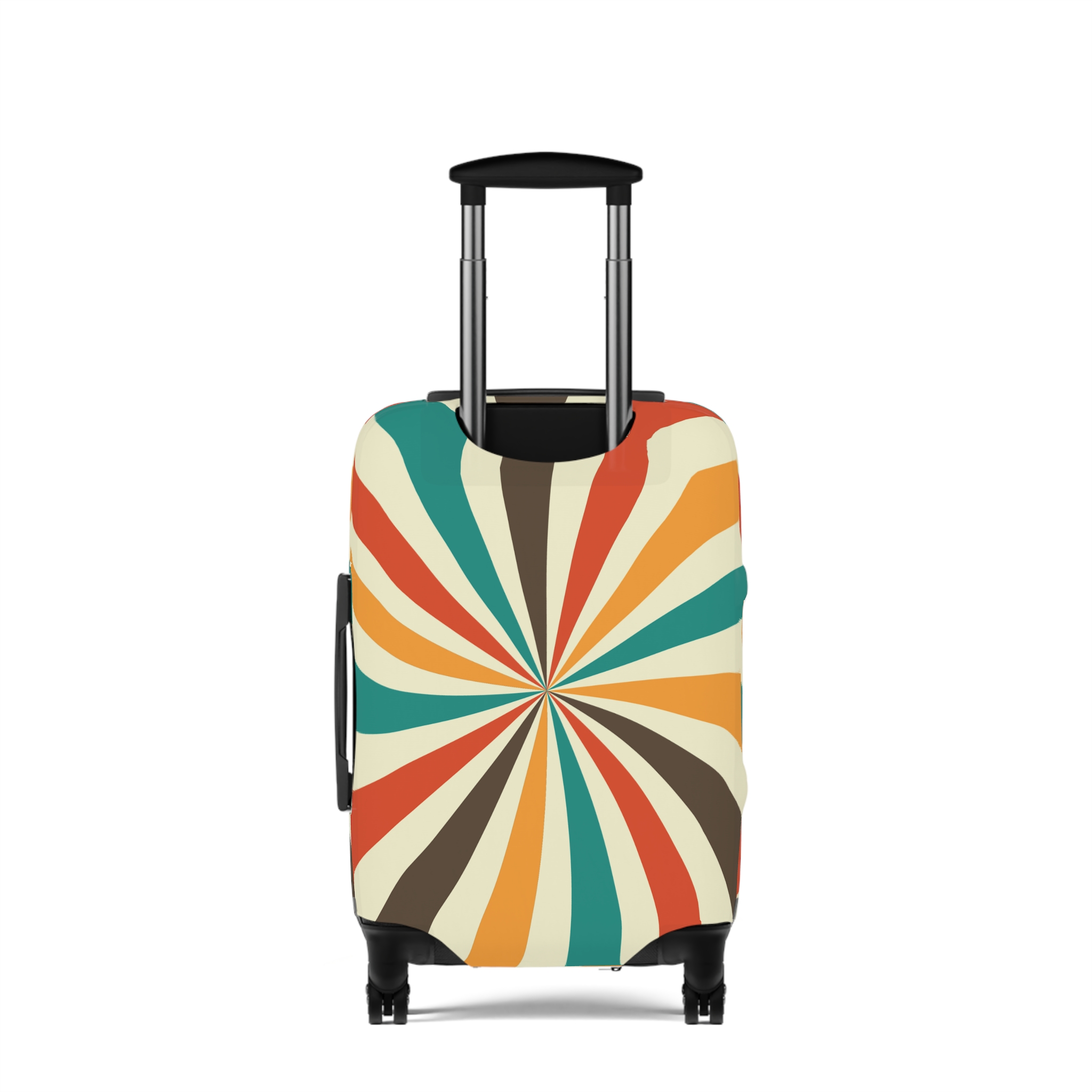 Retro Rainbow Swirl Luggage Cover | Spiral Pattern Travel Protector - Image 2