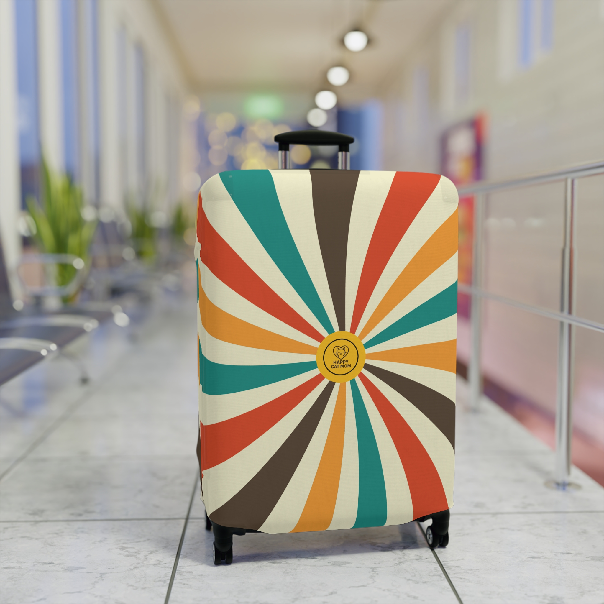 Retro Rainbow Swirl Luggage Cover | Spiral Pattern Travel Protector - Image 11
