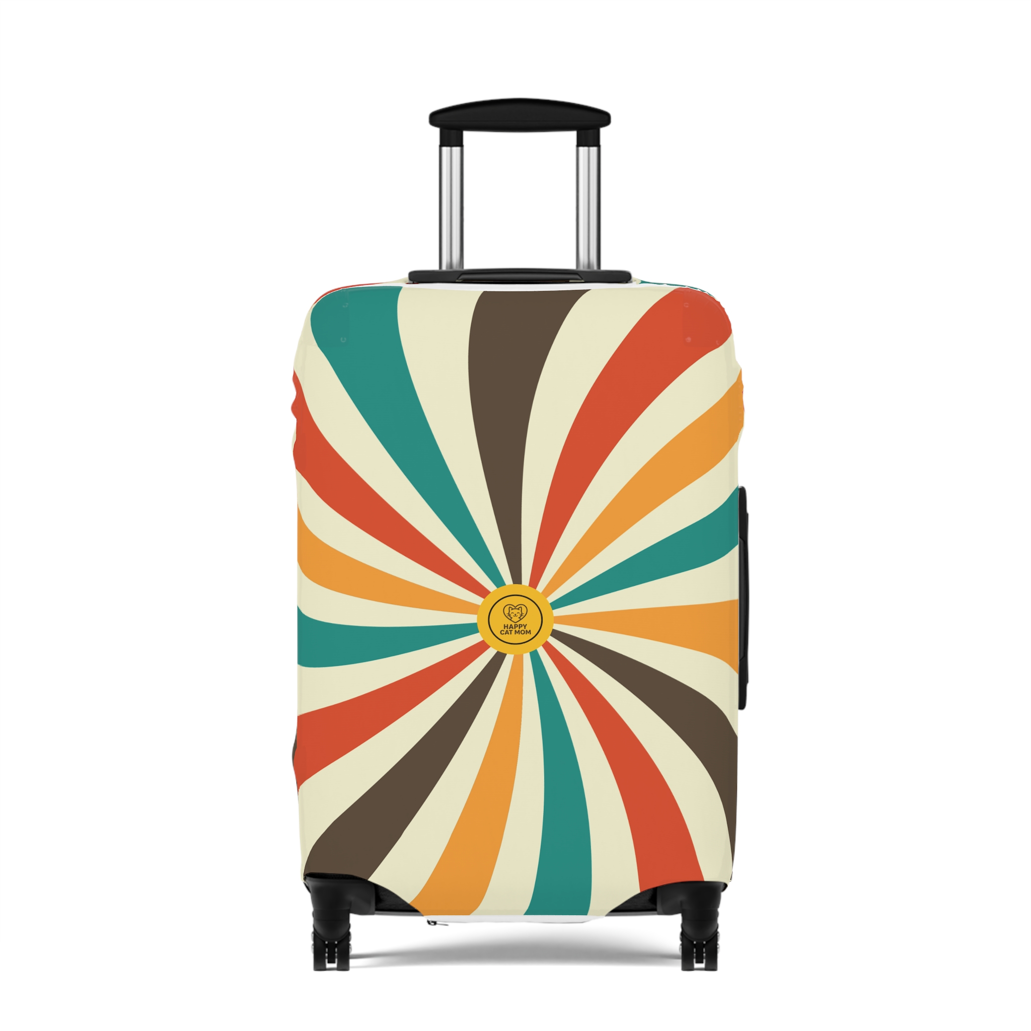 Retro Rainbow Swirl Luggage Cover | Spiral Pattern Travel Protector - Image 5