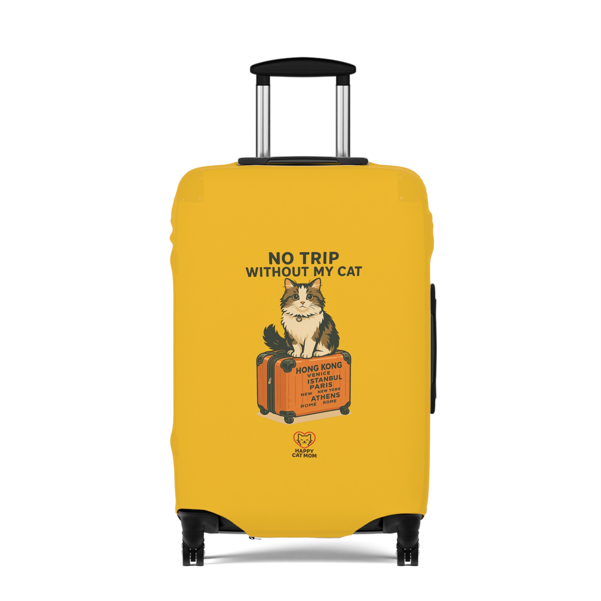 No Trip Without My Cat Luggage Cover | Yellow Cat Suitcase Travel Accessory - Image 5