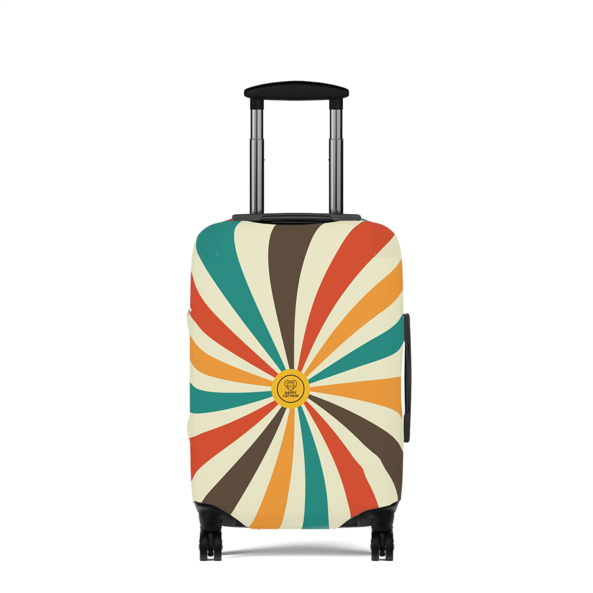 Retro Rainbow Swirl Luggage Cover | Spiral Pattern Travel Protector