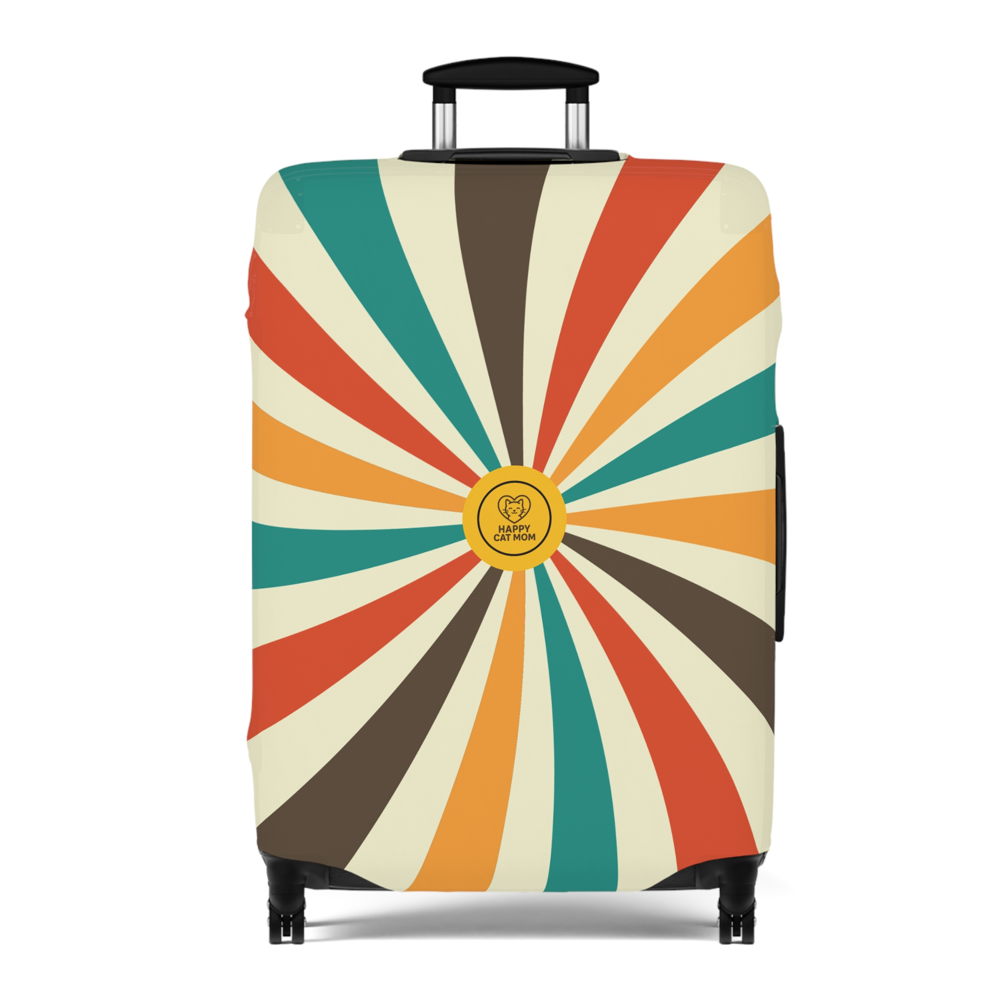Retro Rainbow Swirl Luggage Cover | Spiral Pattern Travel Protector - Image 9