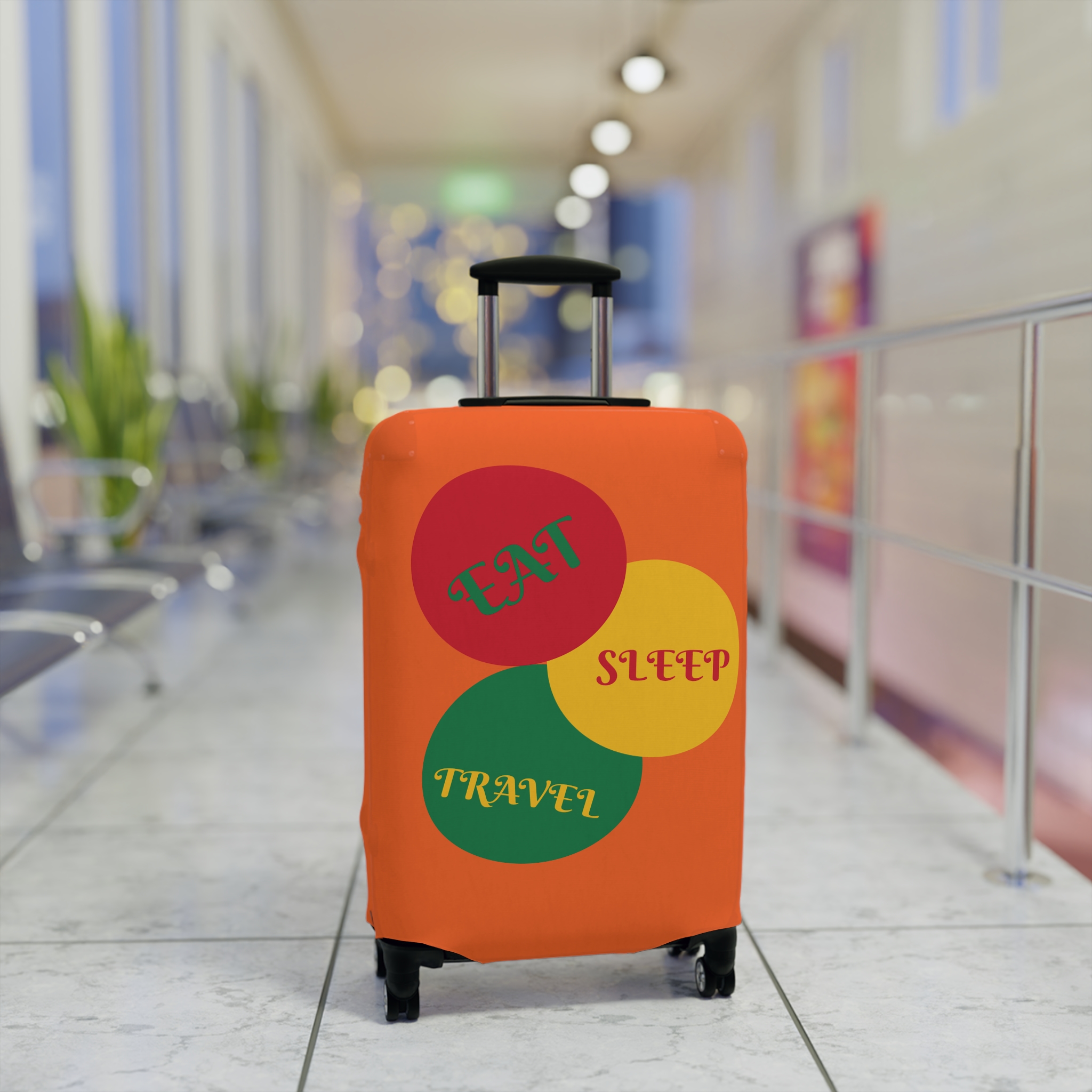 Retro Traffic Light Luggage Cover | Colorful Stripes Suitcase Sleeve - Image 7
