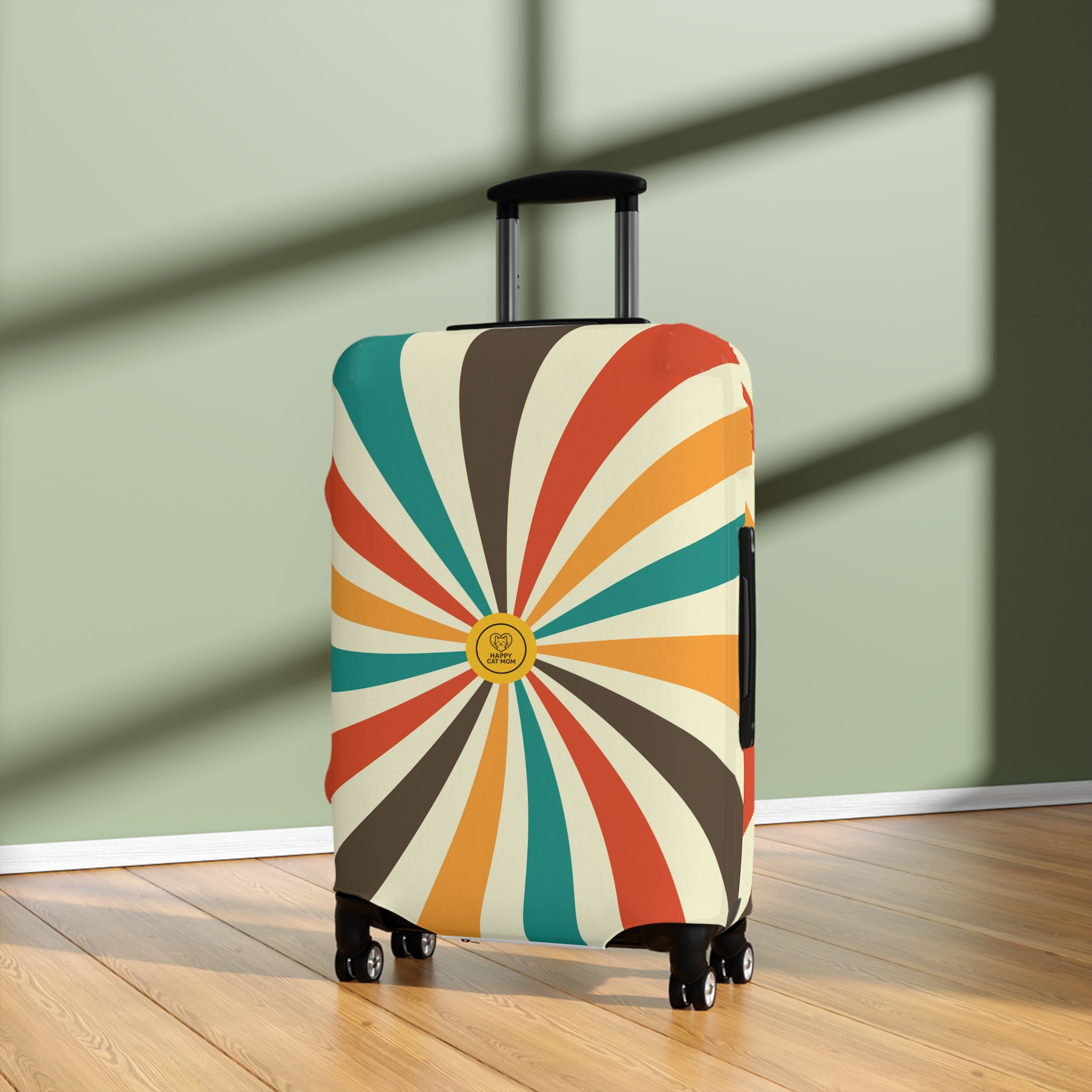 Retro Rainbow Swirl Luggage Cover | Spiral Pattern Travel Protector - Image 8
